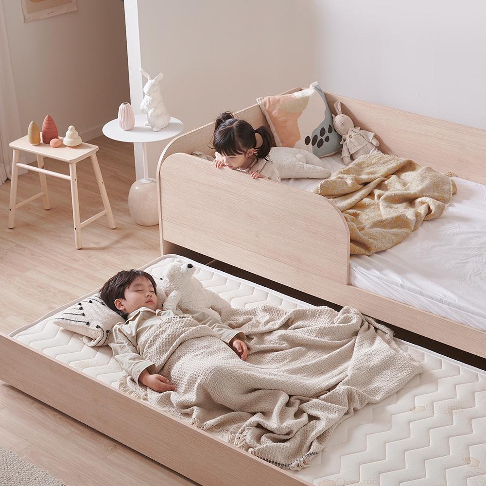 장인가구 뉴피터 E0등급 저상형 슬라이딩 분리형 낮은 2층침대 싱글 침대 프레임+가드포함