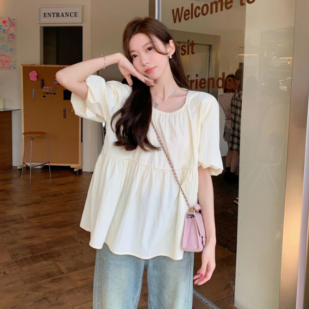 임산부블라우스 루즈핏 퍼프 백리스 - 상품 이미지
