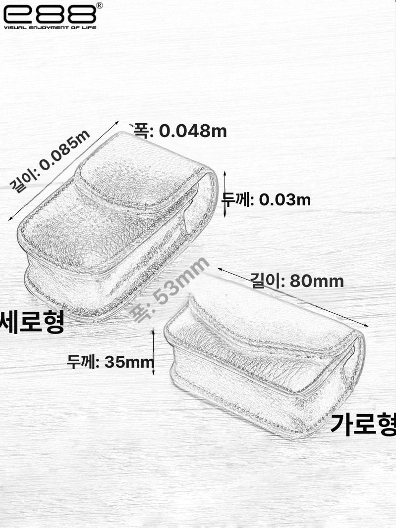 소가죽 돋보기 케이스 블랙 세로형 벨트 A 접이식 클립 블랙 세로형 클립 A - 상세 이미지 4