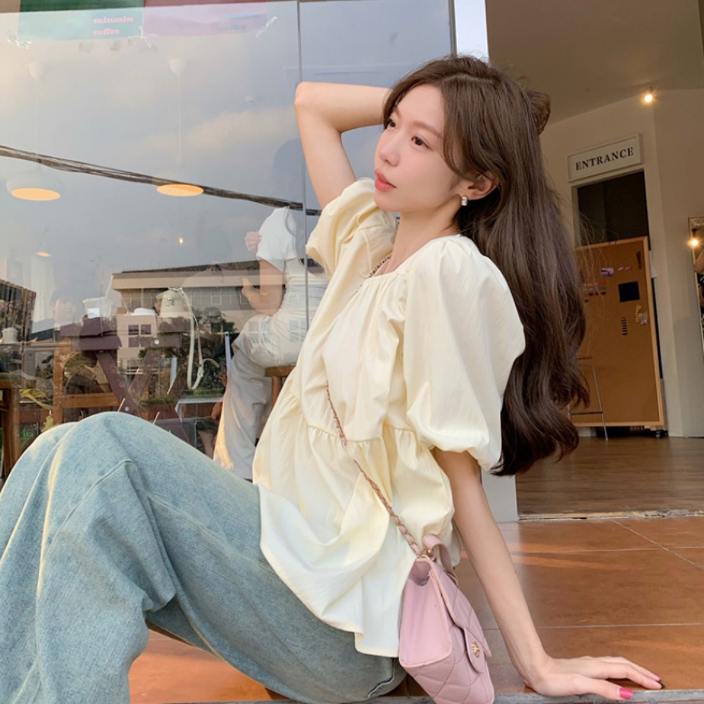 임산부블라우스 루즈핏 퍼프 백리스 - 상세 이미지 5