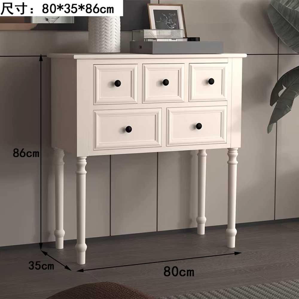 블랙 콘솔 원목콘솔 엔틱 서랍장 협탁 수납 안방 복도 블랙 80x35x86cm - 상세 이미지 5