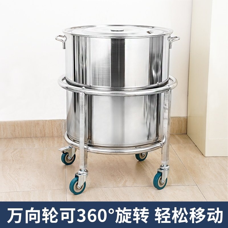 원형 운반카 육수통 이동카 소쿠리 운반차 스텐 다라이 주방용 대차 식당용카트 55cm 푸시 버킷 랙 (손잡이X) - 상세 이미지 2
