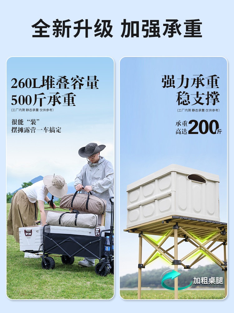 노점 웨건 플리마켓 매대 야외 캠핑 트레일러 수레 검정 상판 천장 포함 가판대 오프로드 휠 95cm 테이블 - 상세 이미지 3