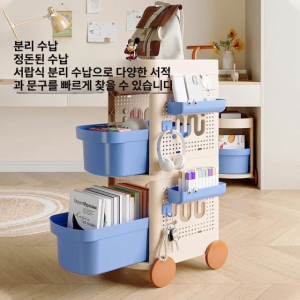 실용적인 이동식 틈새 수납장 트롤리 박스 리빙 보관함 책 수납함 회전바퀴포함 2단 1개 바닥형 바퀴포함 단층 - 상세 이미지 3