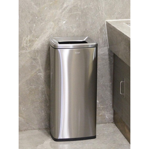 프리미엄 스테인리스 30L 카페 휴지통 오픈형 블랙골드 20L 대용량 쓰레기통 32 x 26x48cm 15L 실버 32 x 26x39cm - 상세 이미지 4