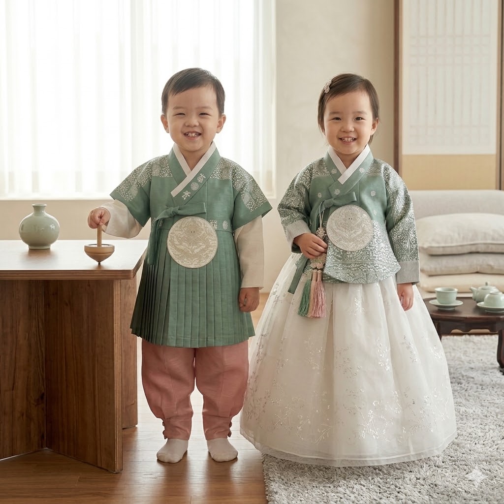 궁 한복대여 아동 잔치 화동 서울 추석 국악 입학식 가족 한복 178번 - 상품 이미지