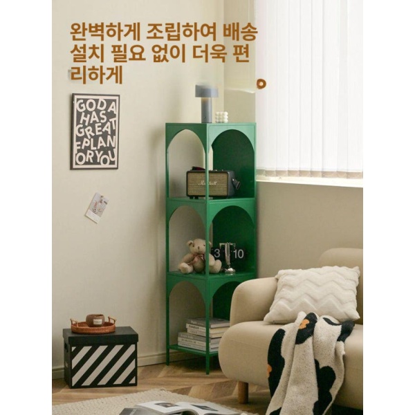 실용적인 북유럽 코너 틈새 양면 디자인 그린 2단 소형 책꽂이 수납 도서랙 그린 2단 - 상세 이미지 2