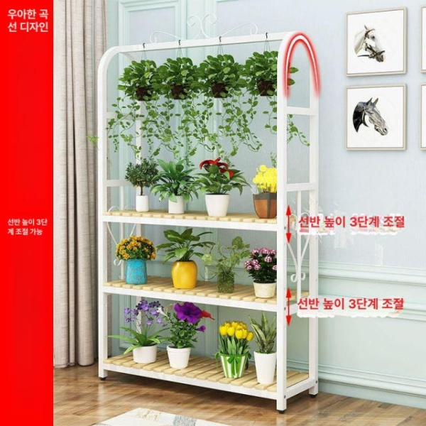 프리미엄 철제 원목 아치형 화분 정리대 베란다 거실 3단 80 x 30x180 보드 맞춤 사이즈는 고객 서비스에 문의해 - 상세 이미지 3