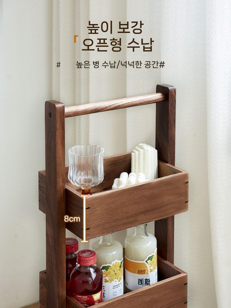 원목 선반장 스탠드 틈새 수납 정리함 - 상세 이미지 2