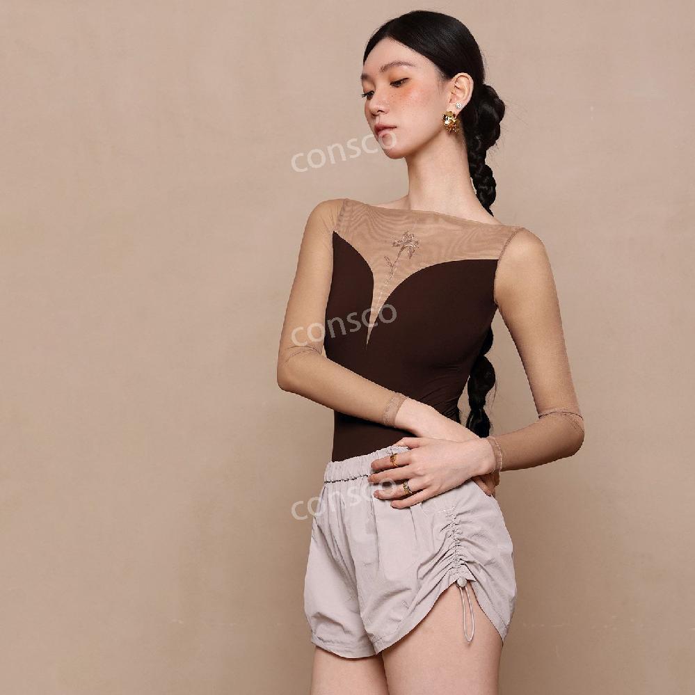 Danzbaby 발레복 메쉬 롱슬리브 플라워 프린트 레오타드 - 상세 이미지 5