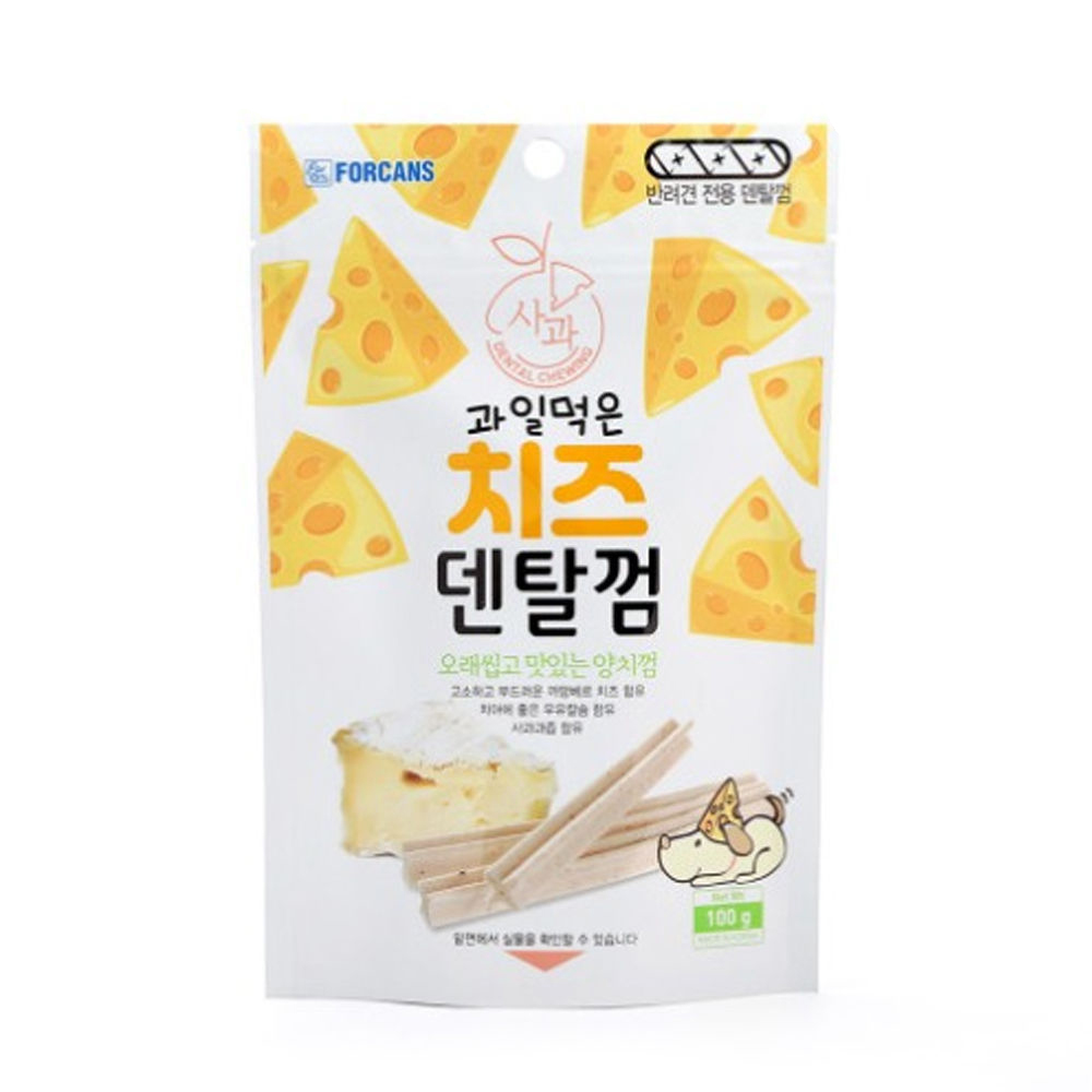 포켄스 과일먹은 치즈덴탈껌 (사과)100g (강아지 간식) - 상품 이미지