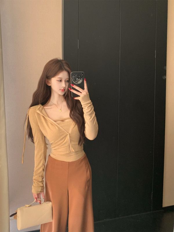 여성 데일리 캐주얼 코튼 후드 집업 슬림 나시 와이드 롱 팬츠 코디 트레이닝 스트릿 꾸안꾸룩 - 상세 이미지 3