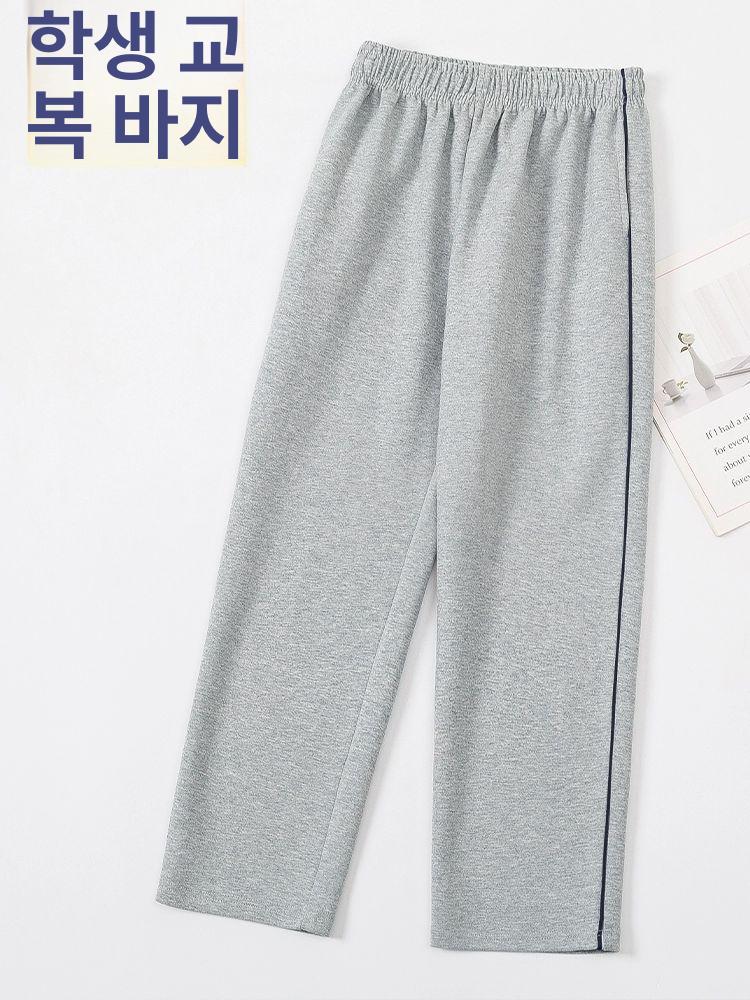회색 교복바지 학생복 팬츠 트레이닝 체육복 봄가을 스판 남자 여름용 - 상세 이미지 2