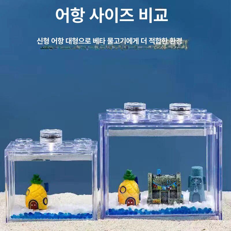 미니 소형 관상어 베타 물고기 열대어 반려 식물 해파리 소형 고투명 블록 박스 1개 12x8x10.5cm - 상세 이미지 2