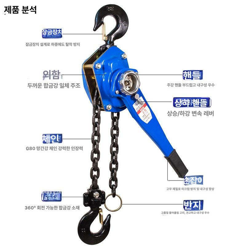 레바블럭 호이스트 권양기 도르래 레버 크레인 레바블록 핸드 전자 체인블럭 걸이 - 상세 이미지 3