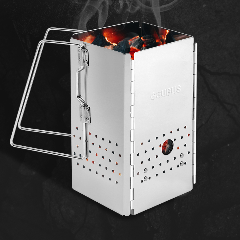 꾸버스 사각 차콜스타터 접이식 숯불 착화기 캠핑 침니스타터 이미지 3