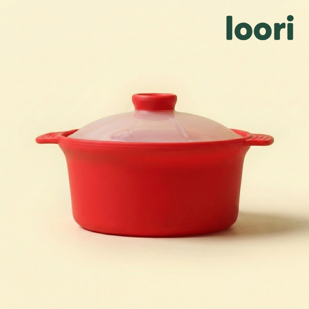 국산 실리콘 전자레인지 찜기 0.8L, 레드 - 상품 이미지