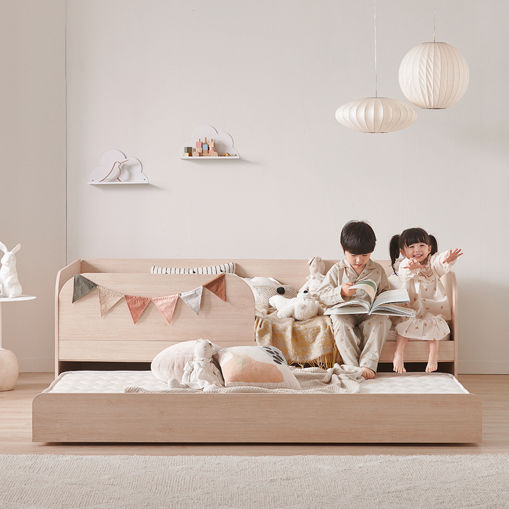 장인가구 뉴피터 E0등급 저상형 슬라이딩 분리형 낮은 2층침대 싱글 침대 프레임+가드포함