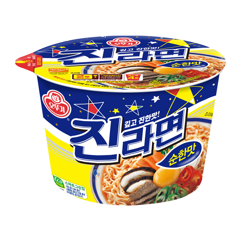오뚜기 진라면 순한맛 큰컵라면 110g, 1개 - 상품 이미지