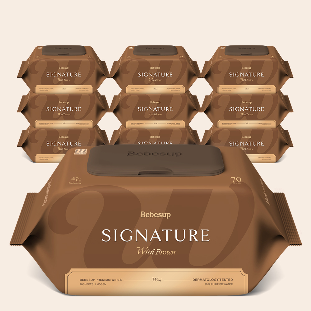 베베숲 시그니처 위드 브라운 캡형 안전한 아기물티슈 70매, 10개