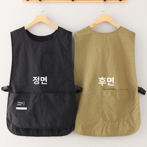 프리미엄 방수 버클 서빙 조끼 앞치마 카페 유니폼 식당 작업용 블랙 블랙 - 상세 이미지 2