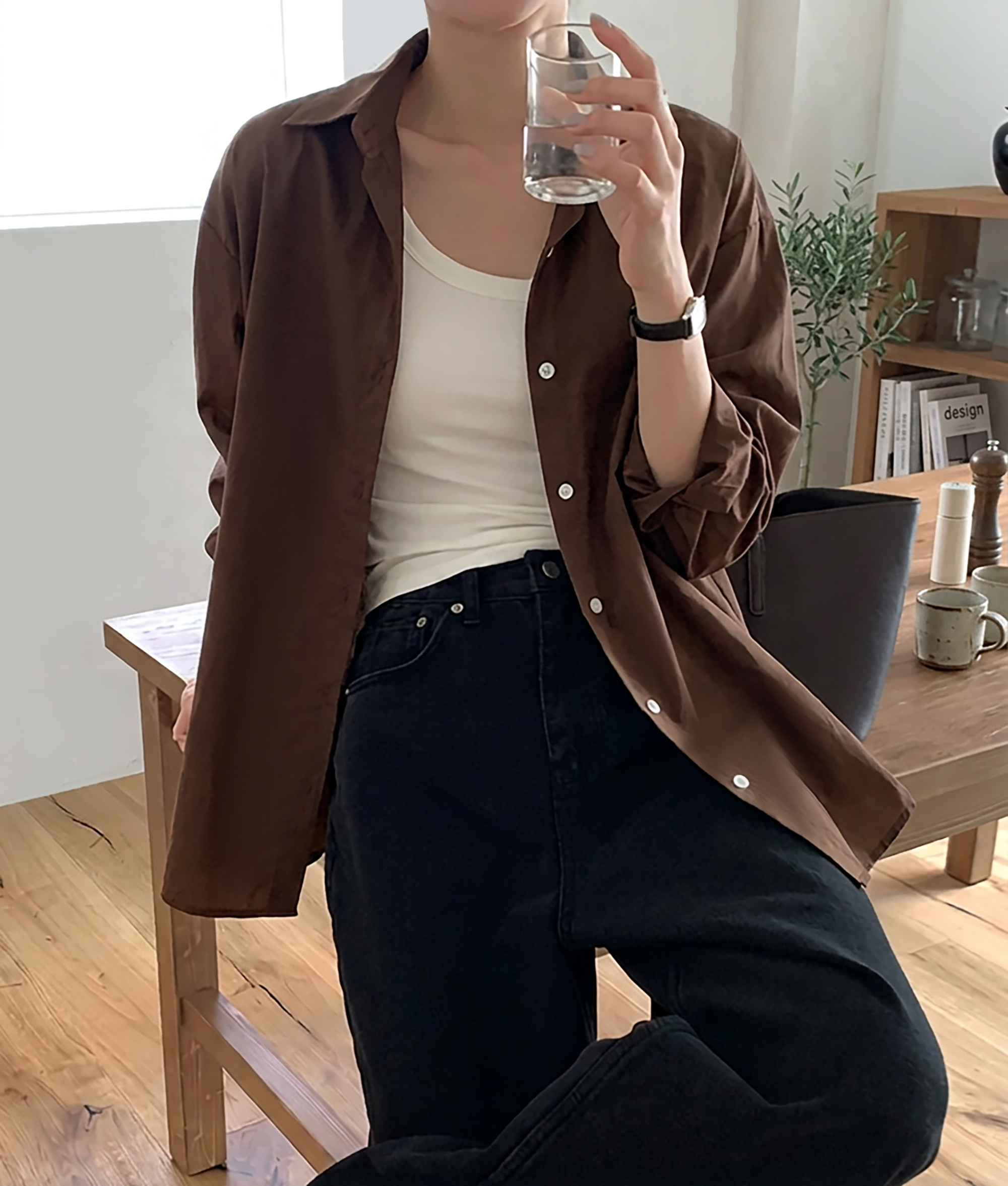 [엔드에이/무배] 데일리 트임 롱 셔츠 블라우스 이미지 3