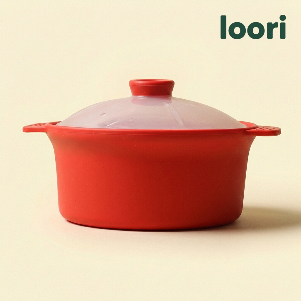 국산 실리콘 전자레인지 찜기 1.2L, 레드 - 상품 이미지