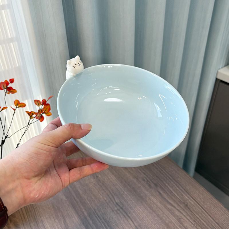 고양이 라면 그릇 대용량 수프볼 일본식 면기 믹싱볼 세라믹 샐러드볼 1인용 900ML 8 인치 고양이 모양 국수 그릇 900 ml - 상세 이미지 4