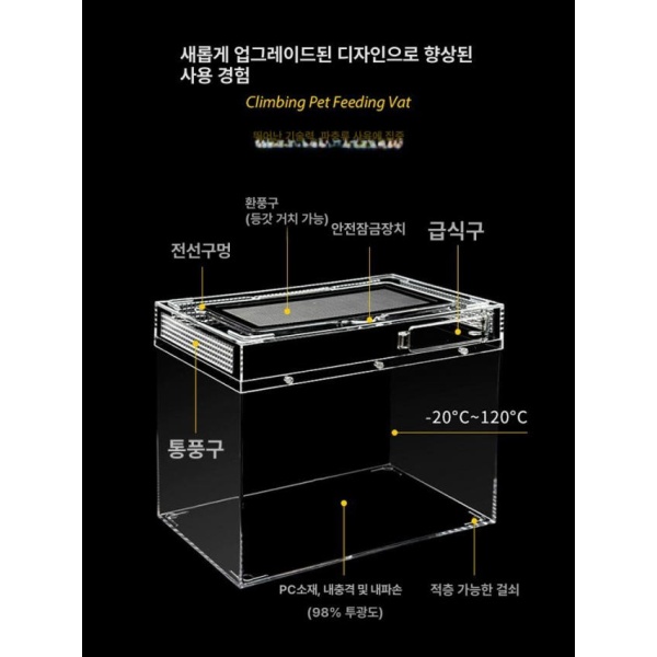 프리미엄 파충류 사육장 게코 도마뱀 케이지 투명 하우스 P01L 앵글 프로그 유체용 패키지 3 조경 마스터 P01L 20 x 20x15 - 상세 이미지 5