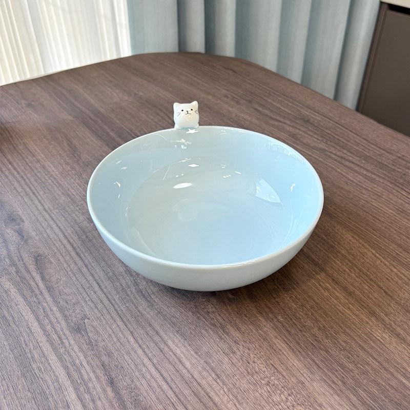 고양이 라면 그릇 대용량 수프볼 일본식 면기 믹싱볼 세라믹 샐러드볼 1인용 900ML 8 인치 고양이 모양 국수 그릇 900 ml - 상세 이미지 2