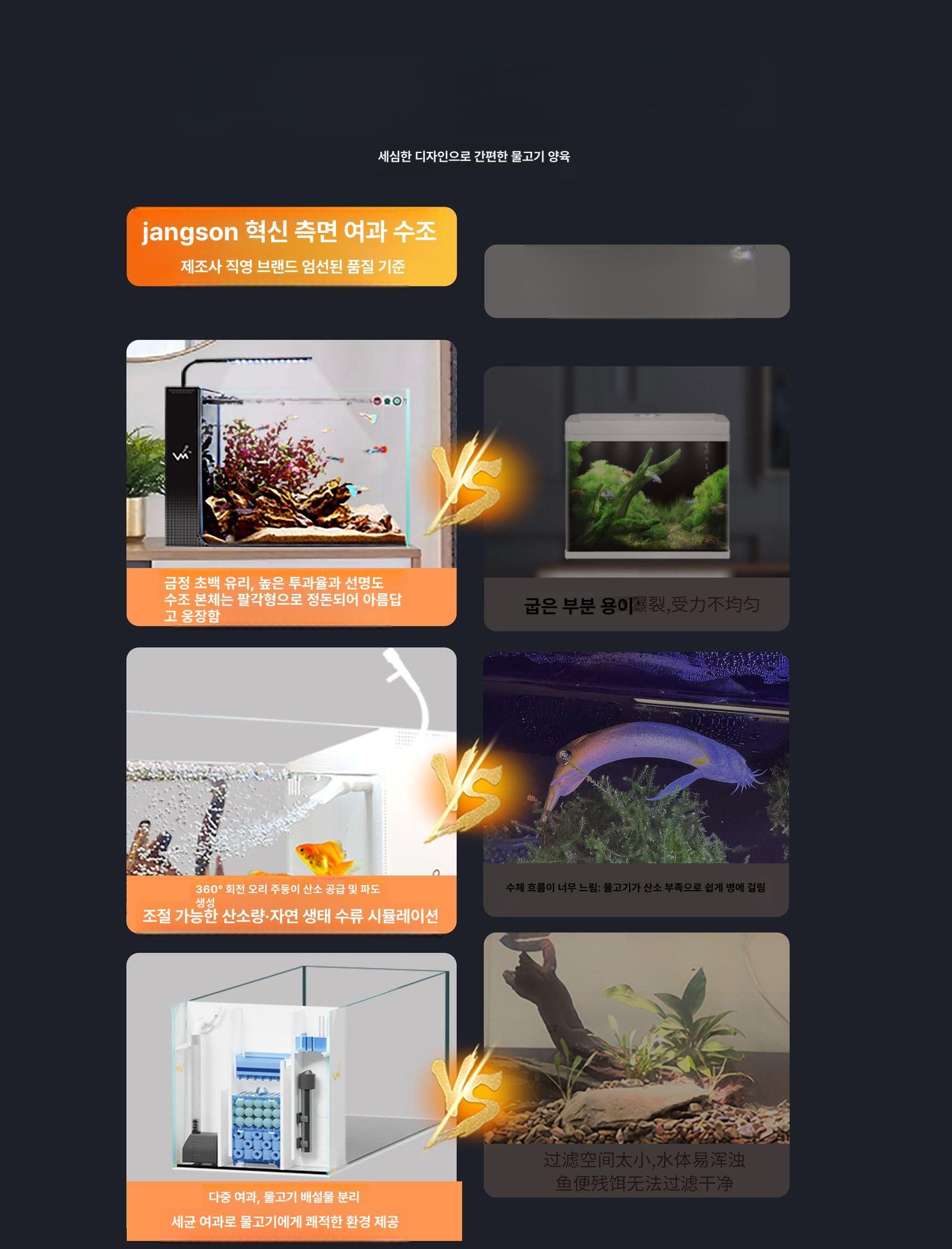 자동청소어항 무환수 일체형 가정용 흰색 청소 미니 측필 측면필터 거북이 사이드 열대어 이미지 6