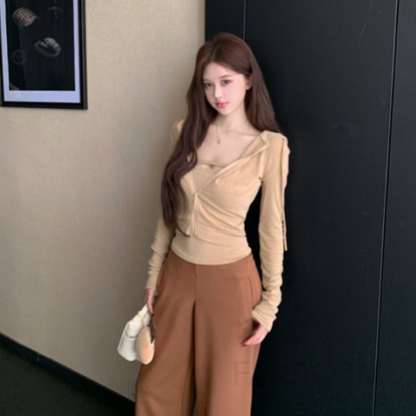 여성 데일리 캐주얼 코튼 후드 집업 슬림 나시 와이드 롱 팬츠 코디 트레이닝 스트릿 꾸안꾸룩 - 상품 이미지