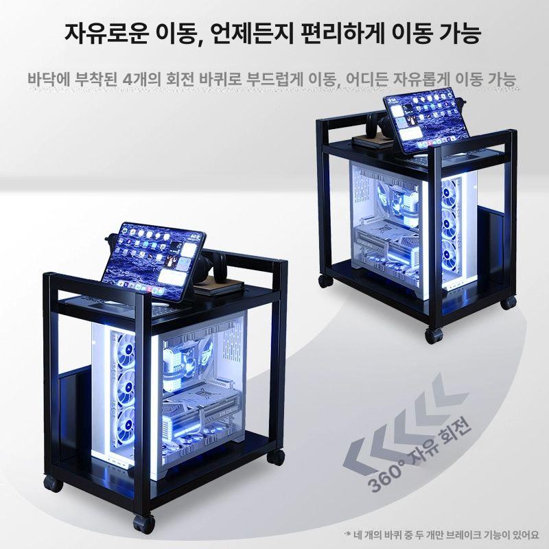 컴퓨터 본체 선반 거치대 깊이 프린터 원목 이동식 받침대 수납 데스크탑 트레이 정리 - 상세 이미지 4