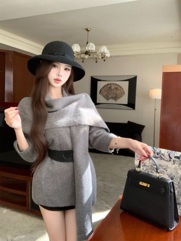 여성 페미닌 무드 루즈핏 리오셀 브이넥 가디건 레이스 긴팔 티셔츠 하이웨스트 미니스커트 코디 하객룩 데이트룩 오피스룩 - 상세 이미지 3