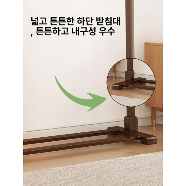 프리미엄 이동식행거 우드 버전 A 심플모델 내추럴우드 100cm 옷정리함 스탠드옷걸이 심플모델 내추럴우드 60cm - 상세 이미지 3