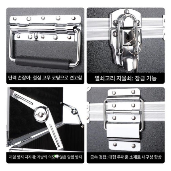 튼튼한 바퀴달린 대형 공구함 이동식 하드케이스 툴백 공구가방 45 x 36x23 블랙 패브릭 포함 45 x 36x23 블랙 빈 케이스 - 상세 이미지 4