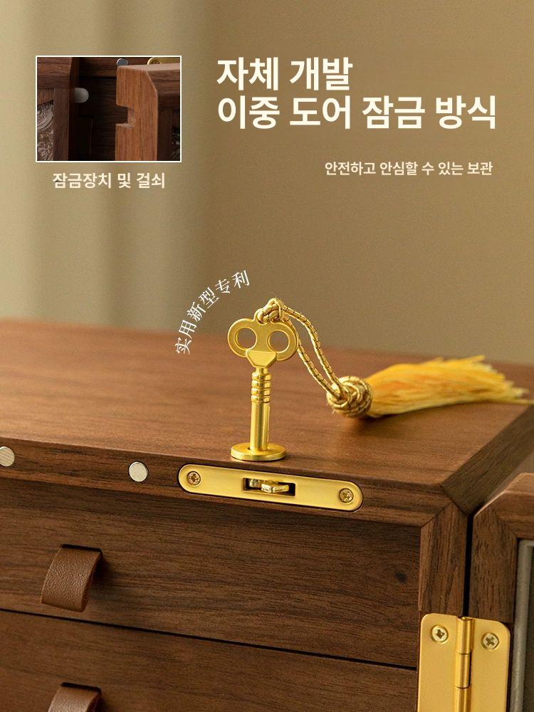 고급 원목 보석함 주얼리박스 악세사리보관 상자 선물 세트 없음+선물 상자+부직포 보호층 - 상세 이미지 2