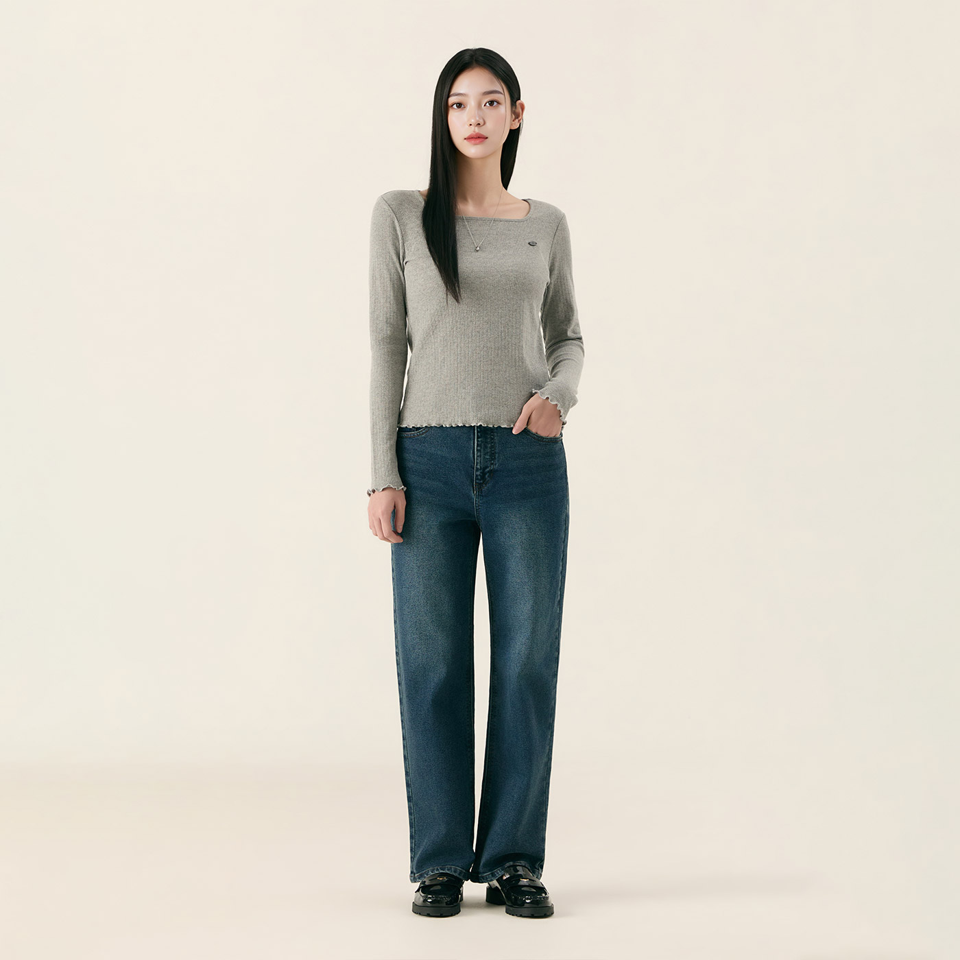 로엠 스트레이트 데님 RMTJG23G13 - 상세 이미지 2