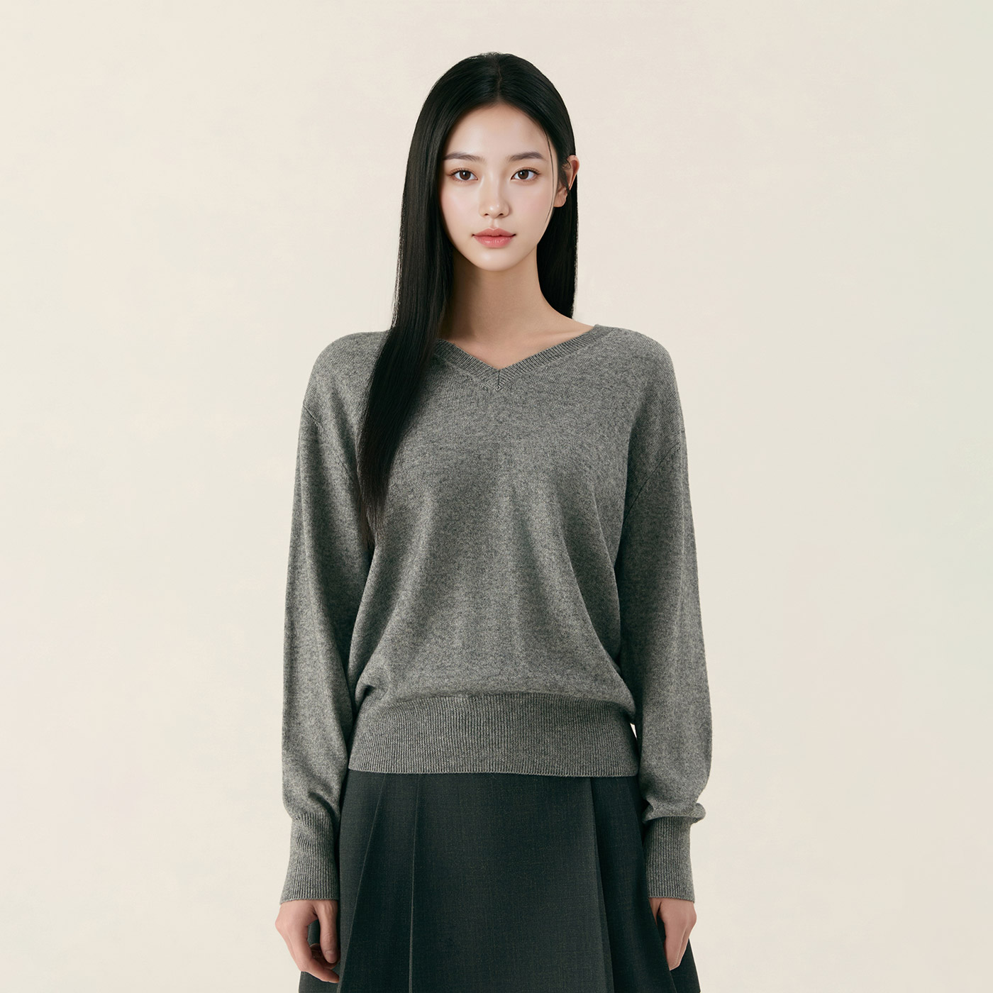 [온라인 단독] [N배송] 로엠 루즈핏 브이넥 풀오버 RMKAG24NT1 이미지 6