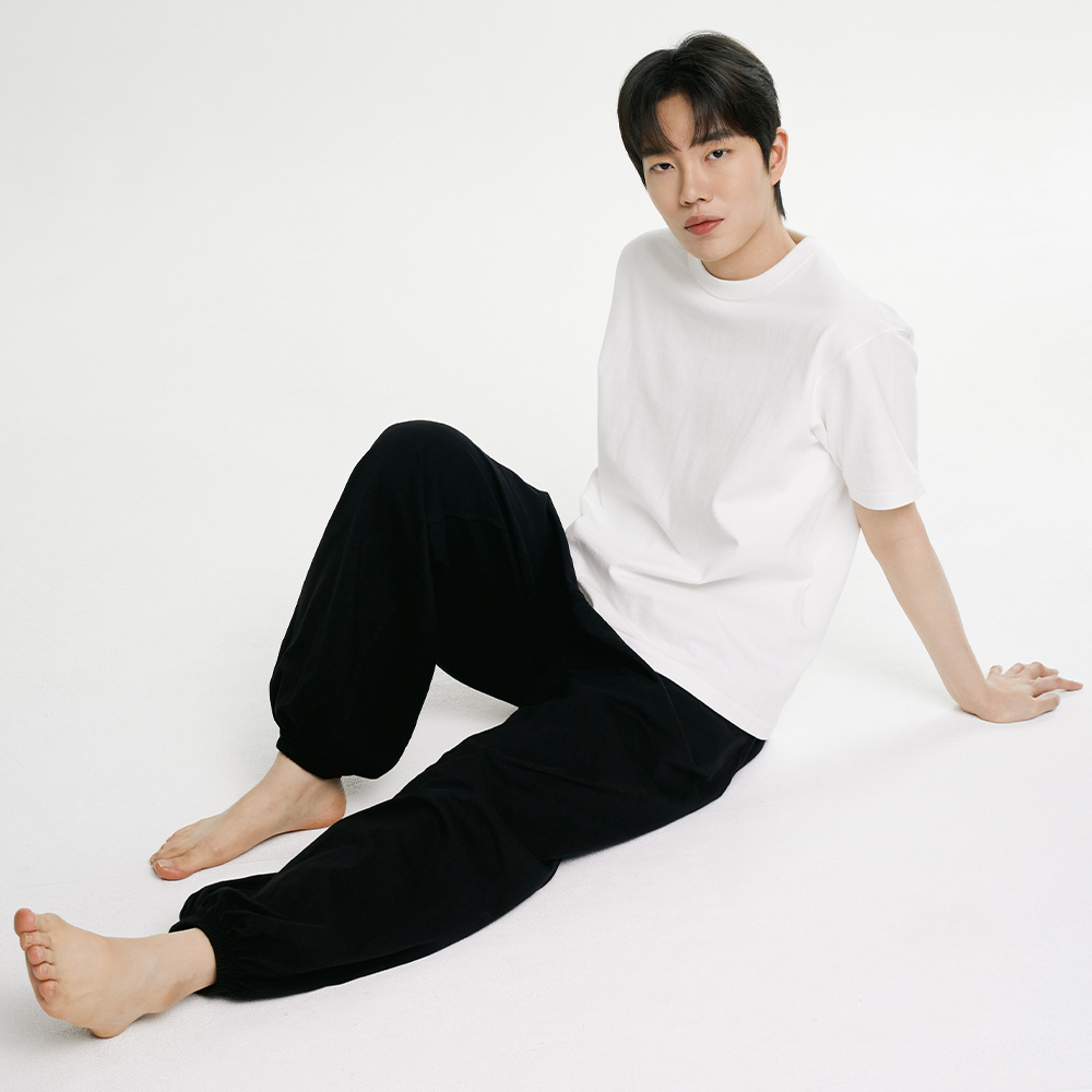 우붓 블랙 남성 소프트 면 요가 하렘 바지 원마일웨어 - 상세 이미지 2