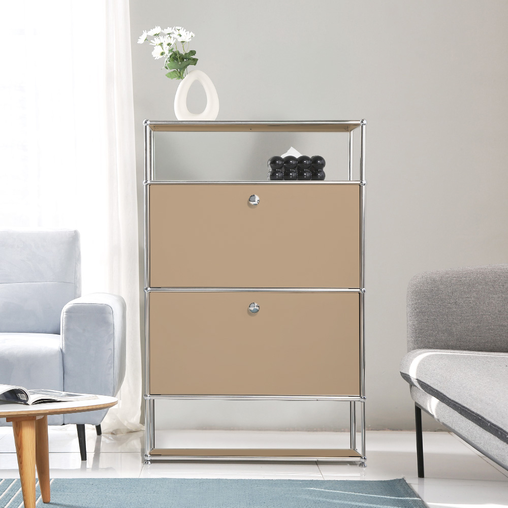 이가페 미드센츄리 모듈거실장 모노 1x4 더블플로어 수납장 770x400x1180mm, 4단, 화이트 - 상세 이미지 4