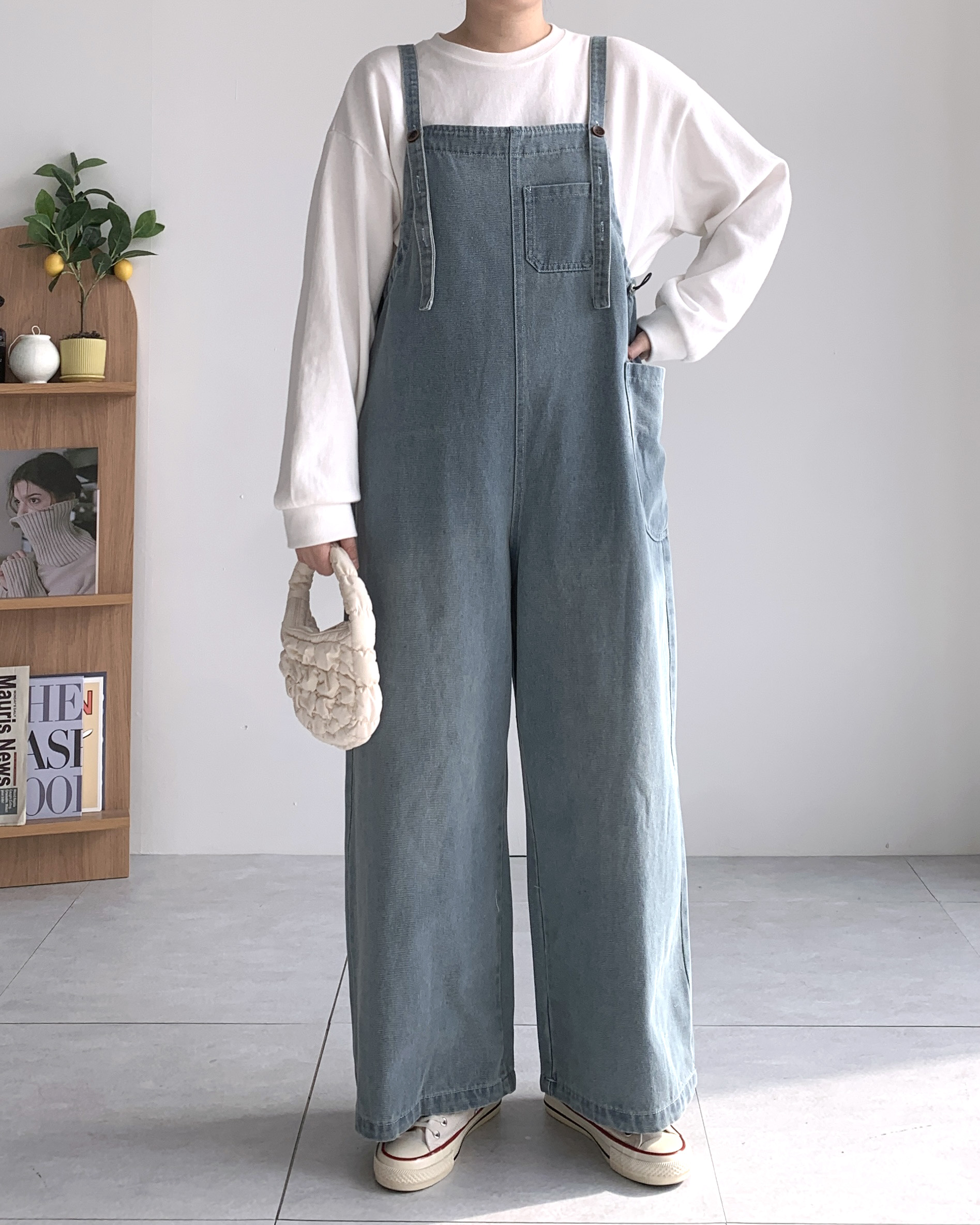 데님점프수트 청멜빵바지 오버롤팬츠 - 상세 이미지 2