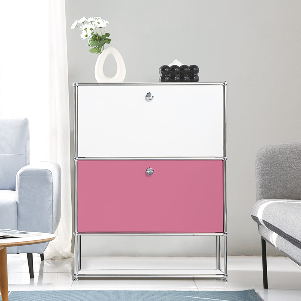 이가페 미드센츄리 모듈거실장 모노 1x3 다운플로어 수납장 770x400x990mm, 3단, 콤비 화이트+베이지 - 상세 이미지 3