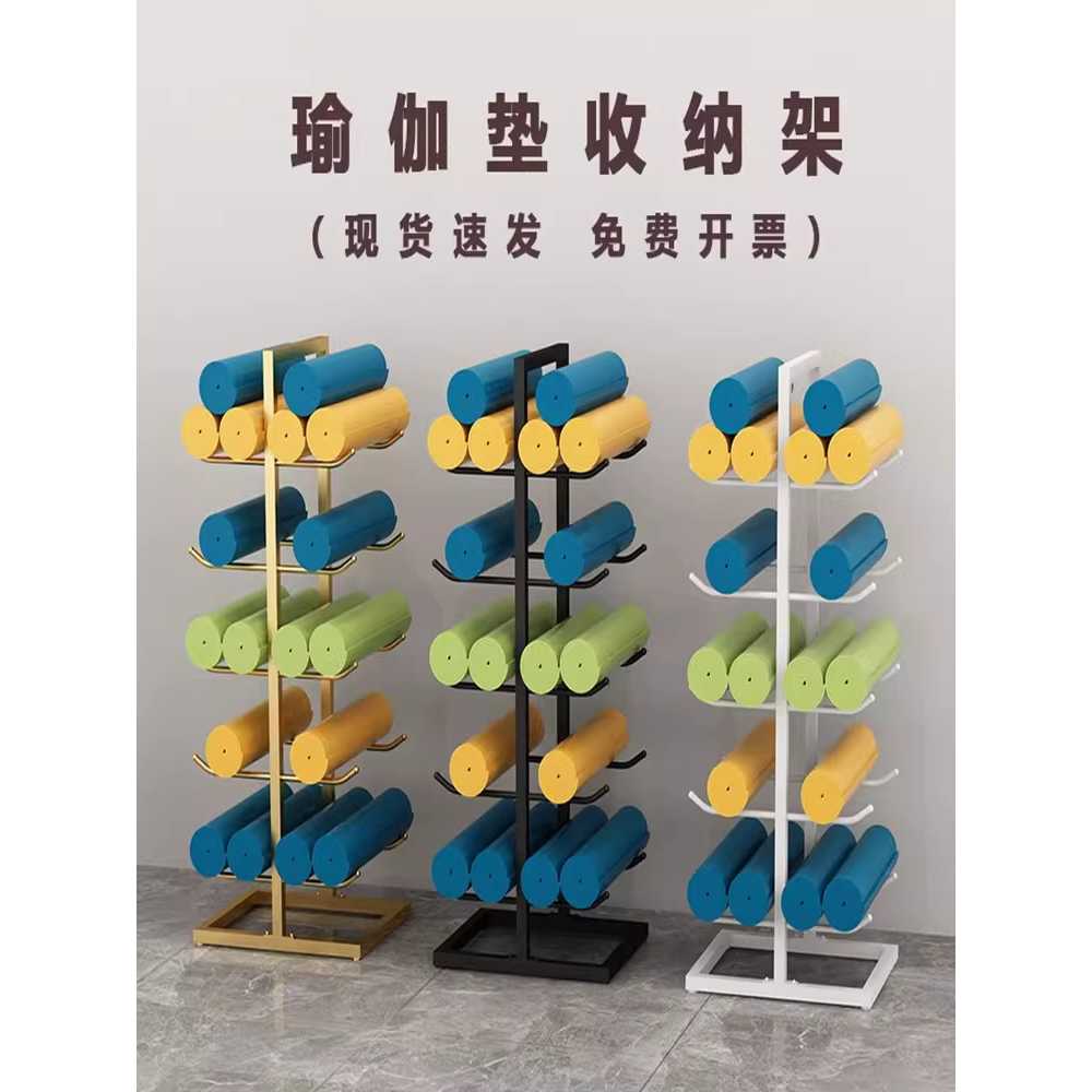 요가매트 거치대 보관함 철제 수납 진열대 운동기구 60x40x130cm 2단 /블랙 - 상세 이미지 3