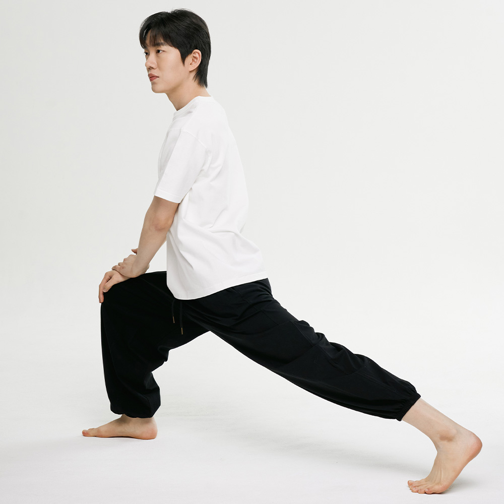 우붓 블랙 남성 소프트 면 요가 하렘 바지 원마일웨어 - 상세 이미지 3