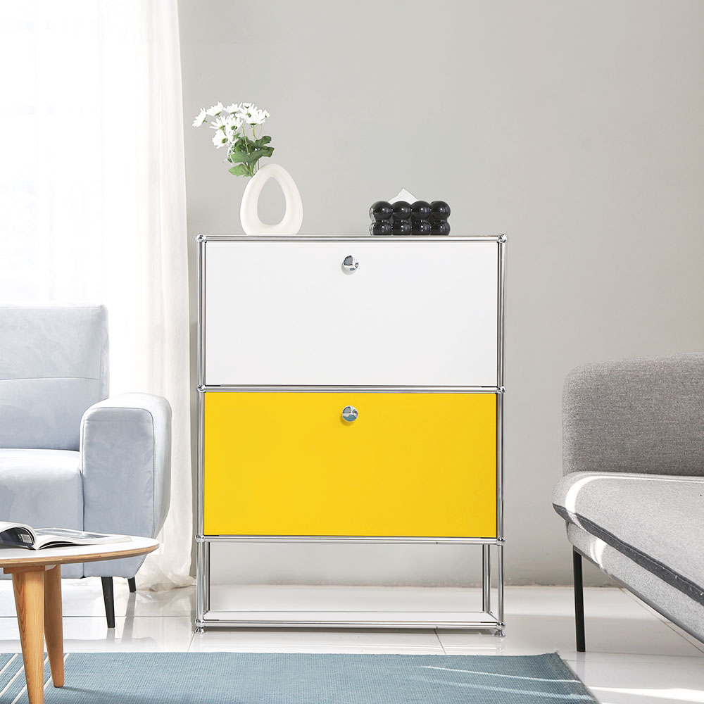 이가페 미드센츄리 모듈거실장 모노 1x3 다운플로어 수납장 770x400x990mm, 3단, 콤비 화이트+베이지 - 상세 이미지 2