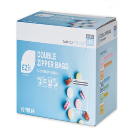루리점빵협력사 루리점빵 이지엔 더블지퍼백 중형플러스 PE지퍼백 280매
