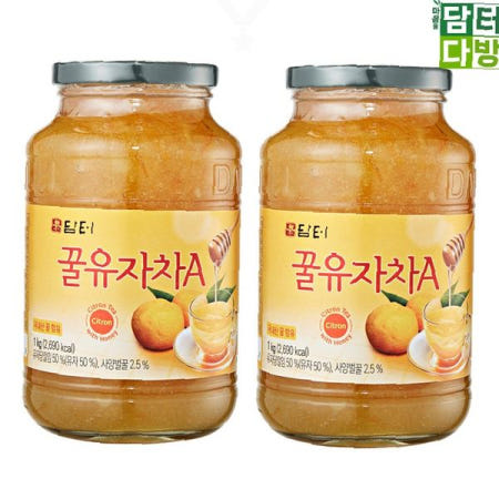 유자청 병 2개세트 1kg 과일청 차재료 비타민 음료베이스 홈카페 디저트 토핑