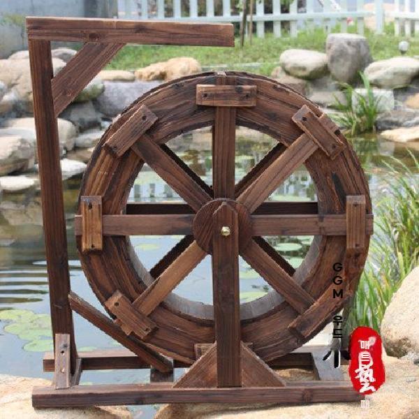 방부목 수차 장식 야외 연못 정원 인공폭포 물레 C.바퀴지름50cm(급수펌프및수도관) - 상세 이미지 2