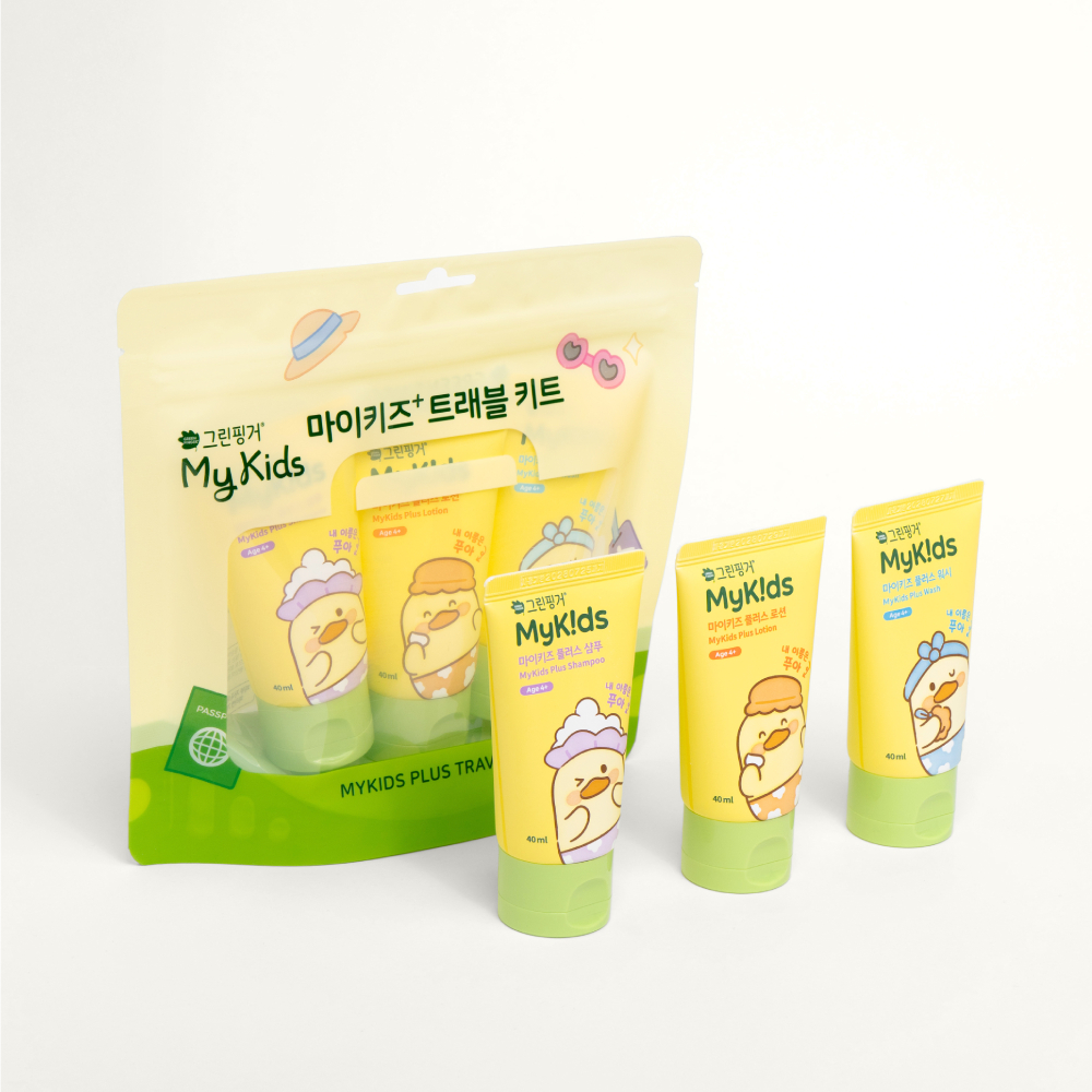 그린핑거 마이키즈 플러스 푸아 트래블 키트 (로션40ml+워시40ml+샴푸40ml) / 여행용, 3종, 미니어처, 키트, 어린이, 유아, 베이비 상품 이미지